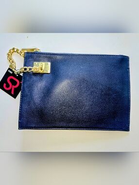 NWT SR2 - Navy Blue Chain-Handle Clutch with Chain For Wrist Carry